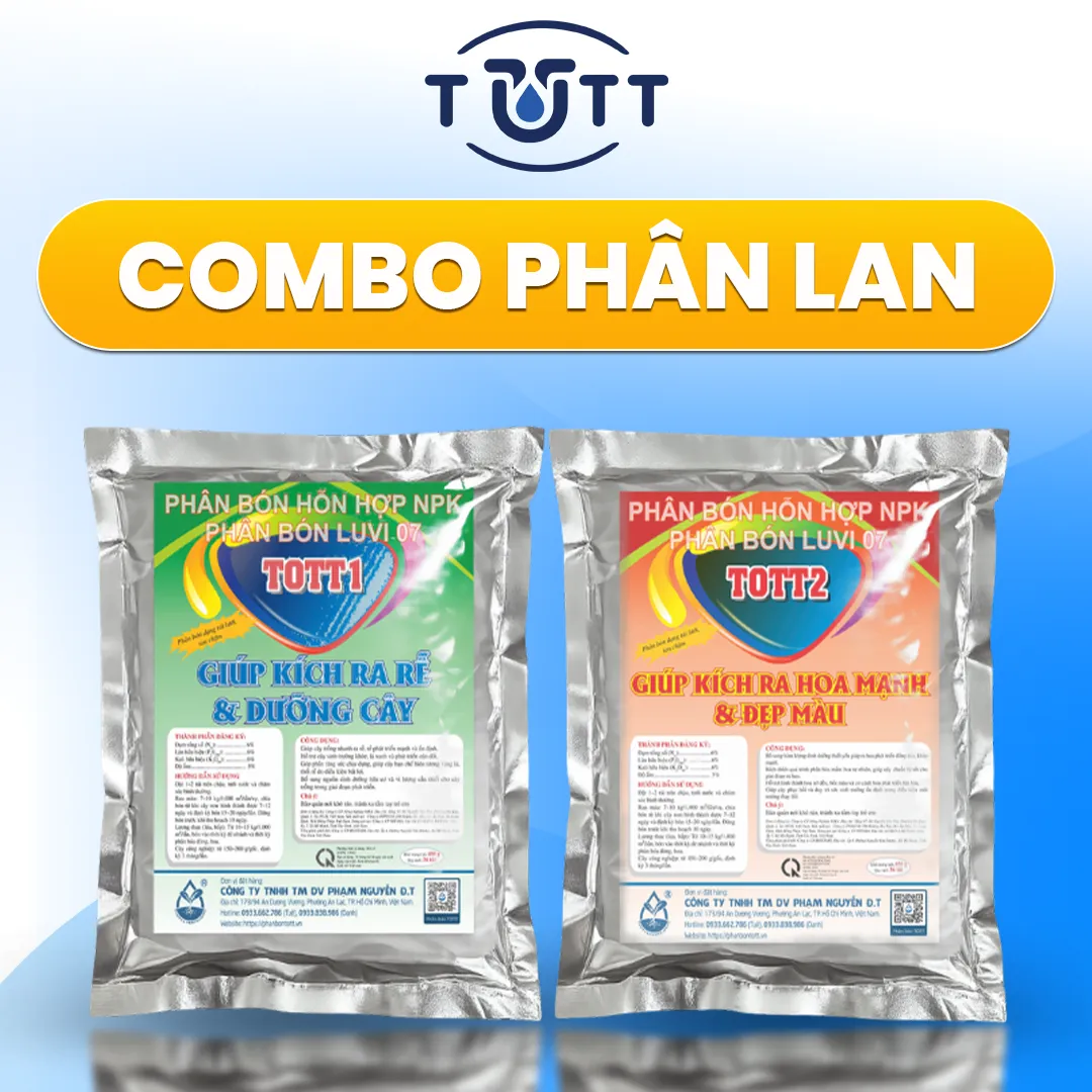 COMBO 2 GÓI PHÂN BÓN TOTT HOA LAN - KÍCH RỄ CỰC MẠNH & KÍCH HOA NỞ RỘ