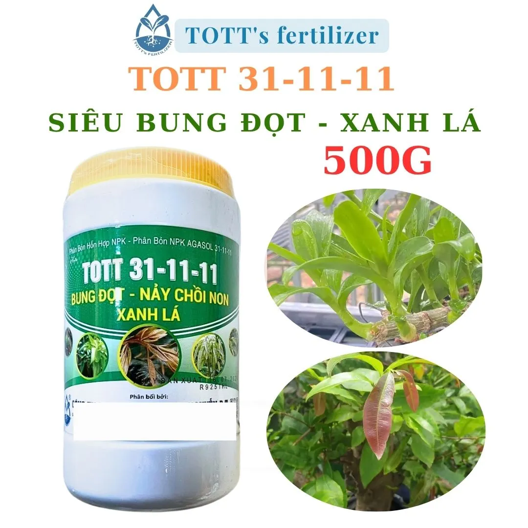 Phân bón lá NPK 31-11-11, nảy chồi, ra lá, hũ 500g TOTT's fertilizer