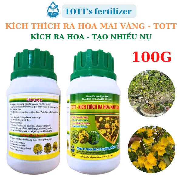 Phân Bón Siêu Lân 10-55-10+TE - Kích ra hoa mai vàng - Siêu tạo nụ - hũ 100gr TOTT's fertilizer