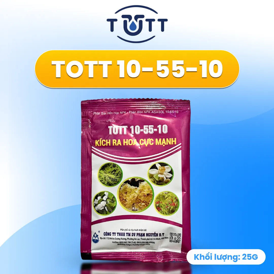 SIÊU LÂN KÍCH HOA NPK 10-55-10 PHÂN BÓN TOTT - GÓI 25G CHO VƯỜN PHỐ
