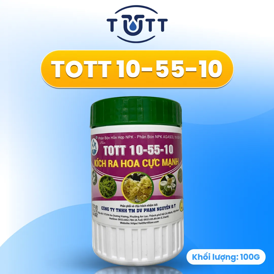 PHÂN BÓN TOTT NPK 10-55-10 - GIẢI PHÁP SIÊU TẠO NỤ CHO LAN & HOA KIỂNG (HŨ 100G)