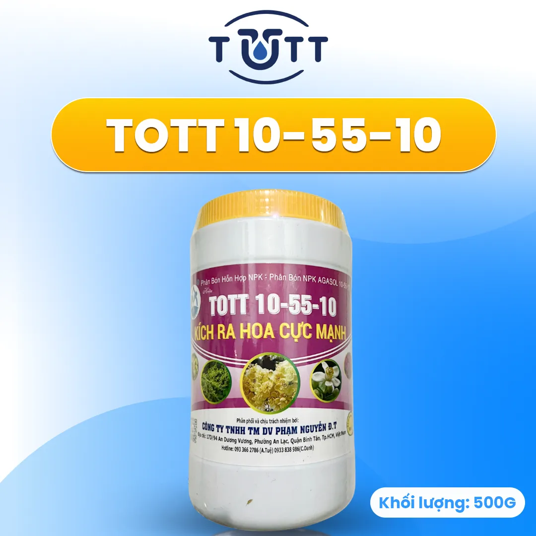 PHÂN BÓN TOTT KÍCH HOA NPK 10-55-10 - KÍCH RA HOA CỰC MẠNH & SIÊU TẠO NỤ (HŨ 500G)