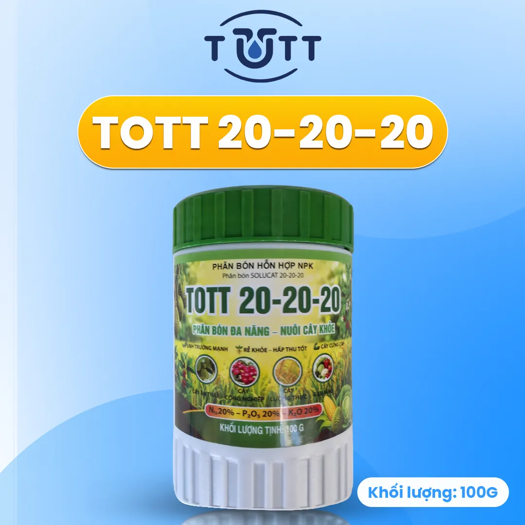 PHÂN BÓN TOTT 20-20-20 - PHÂN BÓN NUÔI TRÁI (HŨ 100G)