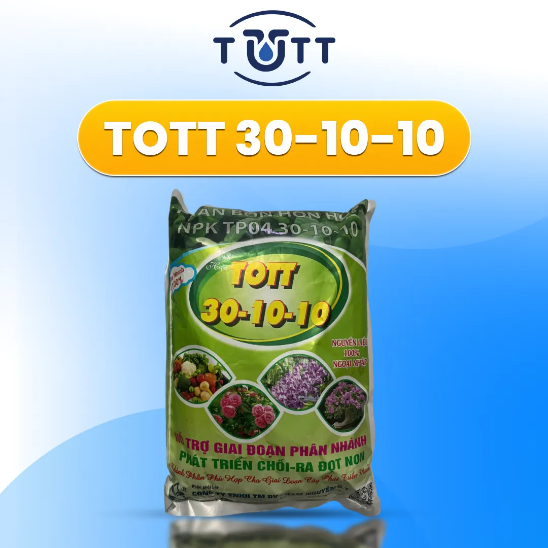 NPK 30-10-10 + TE TOTT'S FERTILIZER – PHÂN BÓN KÍCH CHỒI, RA LÁ, XANH ĐỌT (GÓI 1KG)