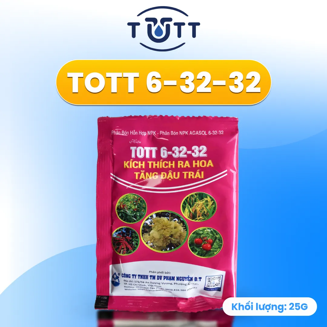 PHÂN BÓN LÁ NPK 6-32-32 PHÂN BÓN TOTT SIÊU RA HOA, TO CỦ, CHẮC HẠT (GÓI 25G TIỆN LỢI)