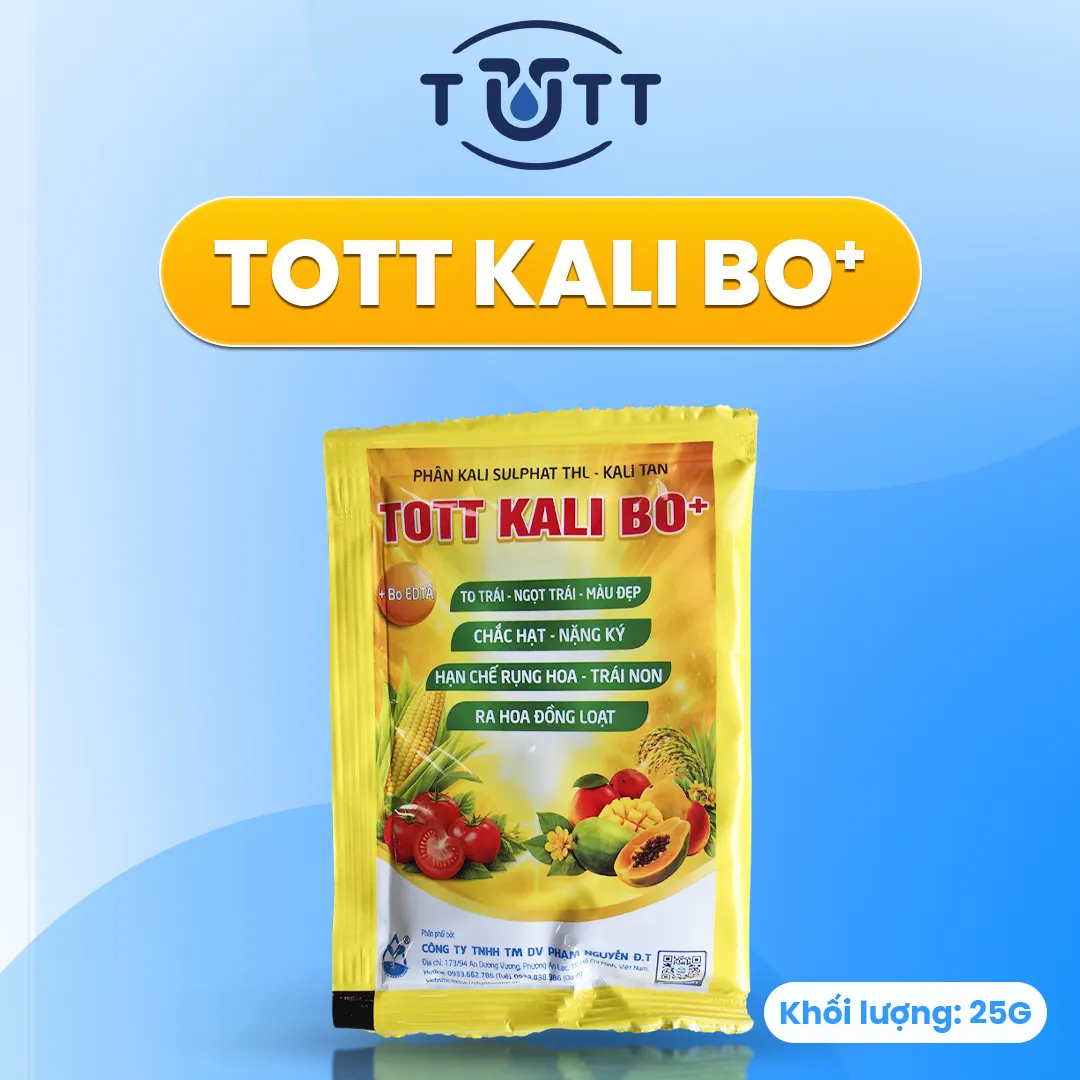 PHÂN BÓN TOTT KALI BO SIÊU NGỌT TRÁI, TO QUẢ & ĐẸP MÀU (GÓI 25G)